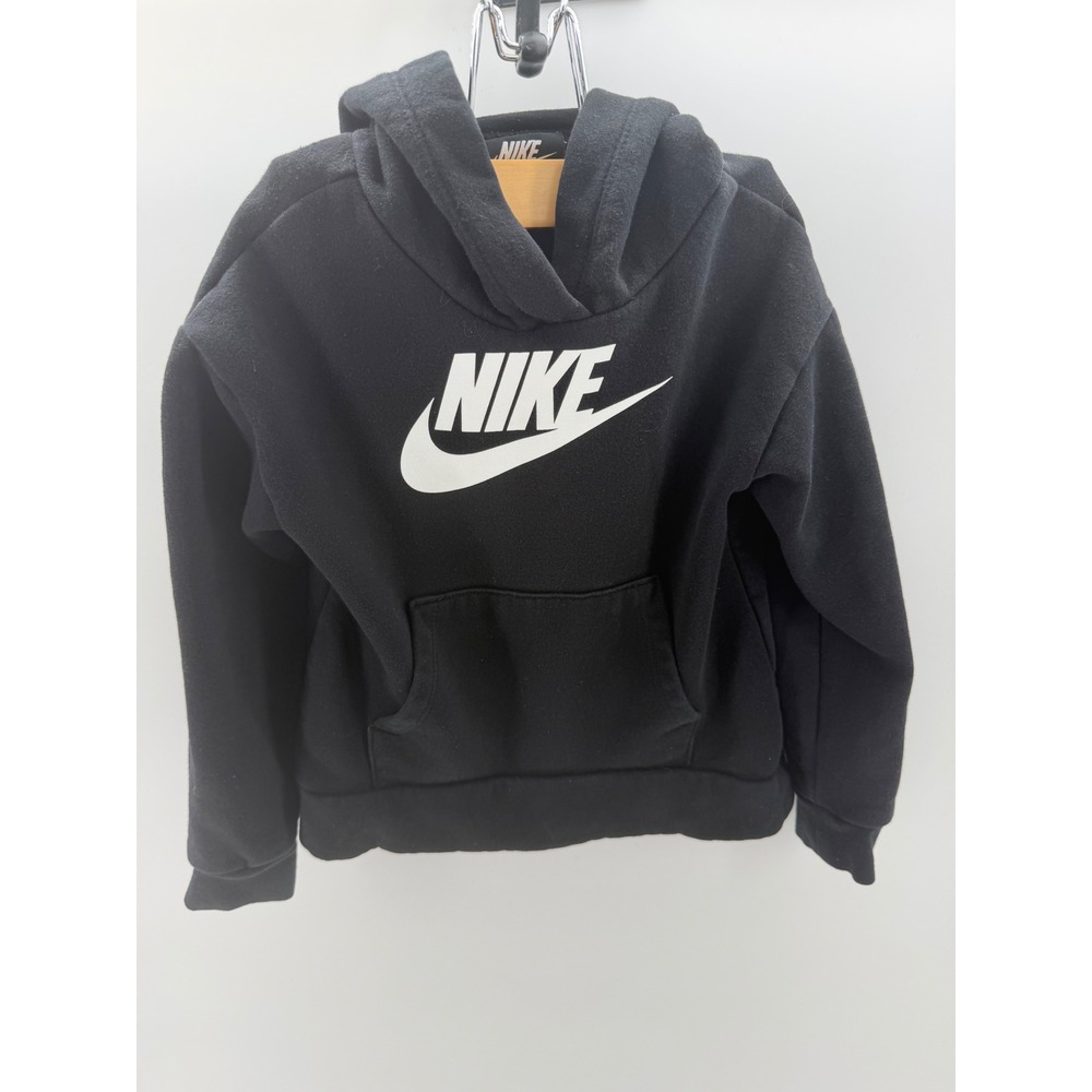 Nike Hoodie Kids 4T Black Excellent Pullover Fleece Logo Sweatshirt 3-4 Years